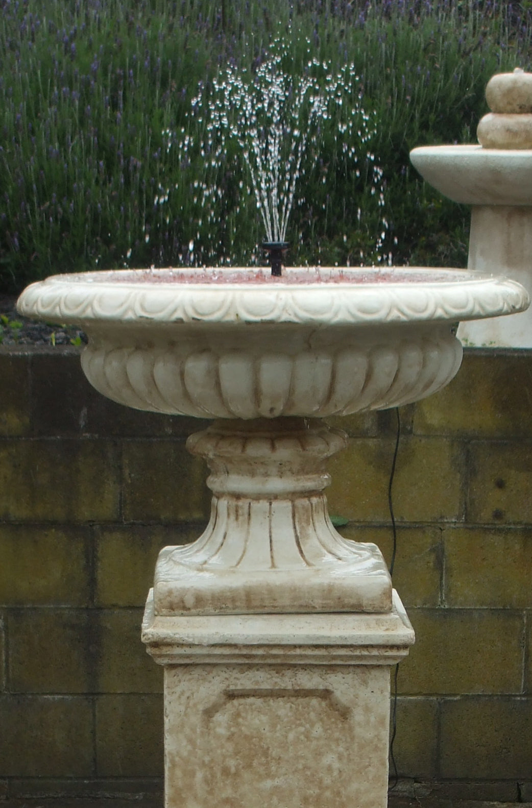 The Faraway Garden Cheshire Jardinière is a classically elegant planter inspired by the distinctive designs of the Regency period, featuring egg-and-dart detailing to the rim and gadrooning to the bowl.  The urn is the perfect ornament for lining terraces and steps or can be used as a focal point in a garden walkway when placed on a Faraway Garden pedestal to gain extra height and impact. Shown below on our Navona Pedestal as a water feature in a sepia wash for an aged effect.