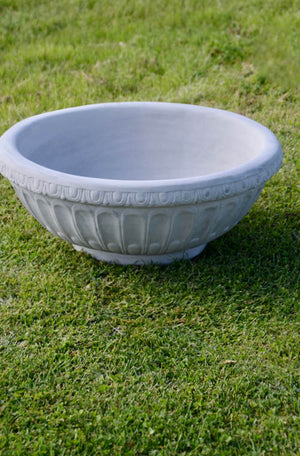 The Faraway Garden Delphine Bowl Planter is a beautiful garden object with detailed moulding to the rim and gadrooning to the bowl. This bowl looks wonderful in our sepia wash for an aged effect. See images below for our Delphine bowl in various colour options and on pedestals.